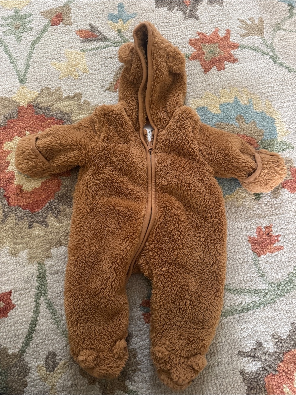 Plush Brown Teddy Footed One-Piece for Babies